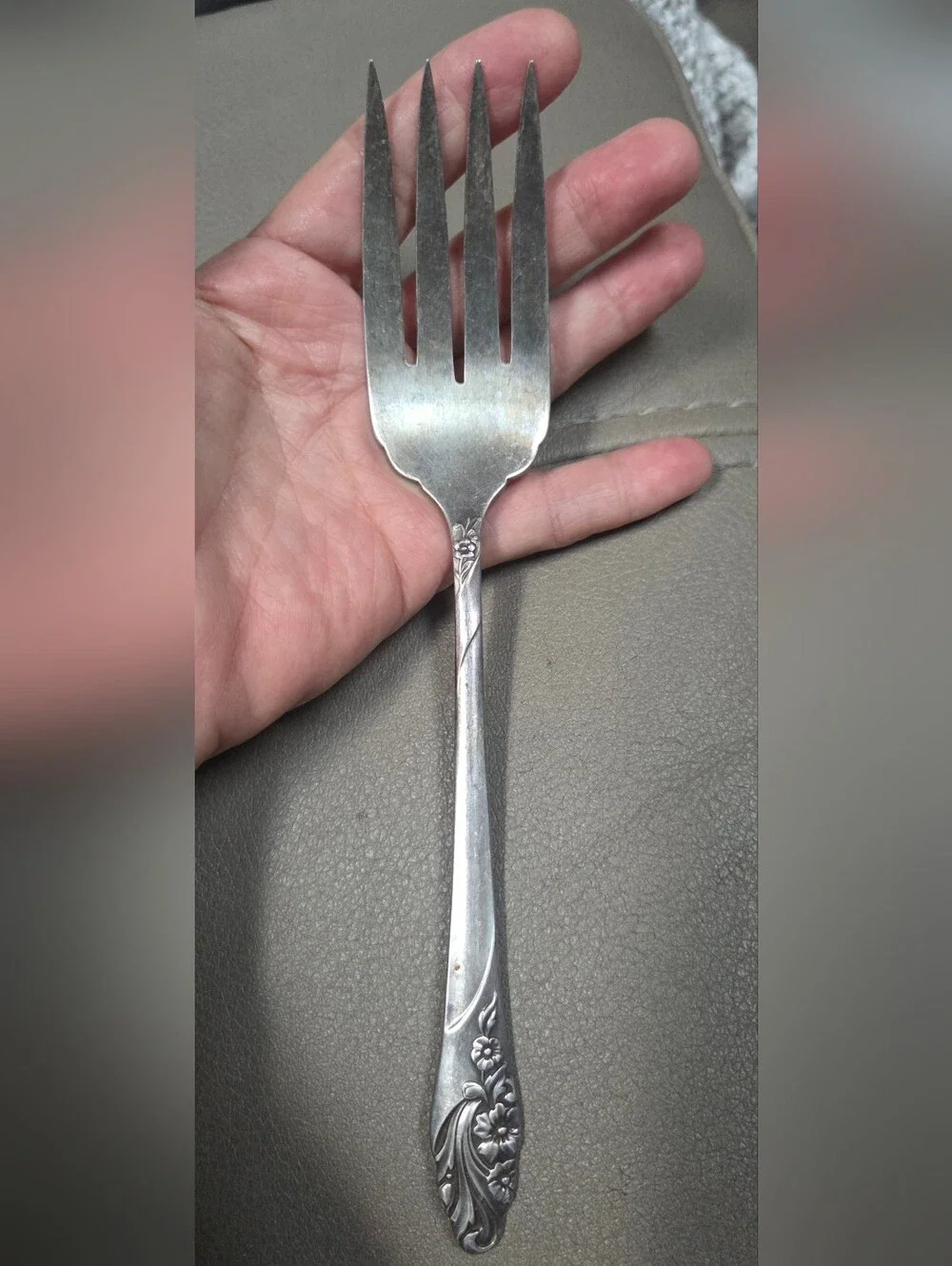 Vintage Oneida Community 1950 Silverplate EVENING STAR LRG Serving Fork Bin RR